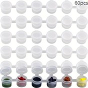 Resim 60/120/240 Boş Boya Kutuları ve 30 Yuvarlak + 30 Düz Başlı Fırçalar, Akrilik Mini Boya Kapları, 6 Bağlantılı Boş Boya Kutuları, 2ml/0.07oz Boş Kutular, Öğrenciler İçin Uygun, İnce Boyama Boş Boya Kutuları 