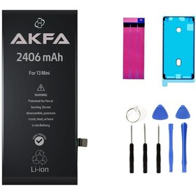 Resim Akfa iPhone 13 Mini Telefon Batarya- 2406 Mah+Tamir Seti 