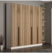 Resim Minar Kale 210 Cm 5 Kapaklı 3b Raf Portmanto Beyaz Dore Plus 