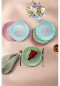 Resim Emsan Pastel 6 Kişilik Cam Pasta Seti 21 Cm Renkli 