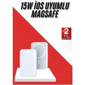 Resim Apple Uyumlu iOS Magsafe Kablosuz 15w Şarj Powerbank Magesafe Siyah 