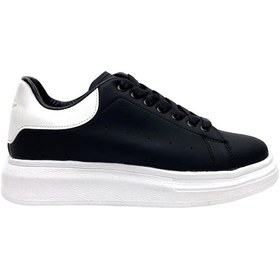 Resim Unisex Yüksek Taban Günlük Spor Sneaker Ayakkabı Siyah-beyaz-siyah - Beyaz Siyah - Beyaz 
