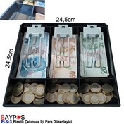 Resim Saypos PLS3 Plastik Para Çekmecesi İçi Düzenleyici 3 Banknot 3 Bozuk Para Gözlü 24.5x24.5x3.5 CM 