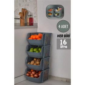 Resim Feyza Design Çok Katlı Sebzelik ve Organizer, Gri, Büyük ve Pratik Tasarım 