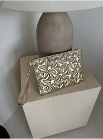 Resim NİSSEA.CO Altın Sarısı Yıldız Dikişli Clutch Çanta 