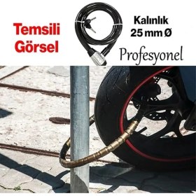 Resim CetKing Motosiklet Bisiklet Halat Zinciri Hırsız Kilidi 150 cm Çelik Kilit Çap 25 mm Ø 1 Adet 