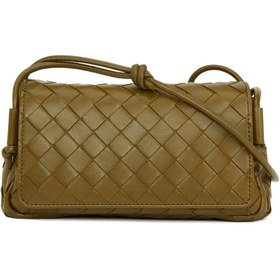 Resim Bottega Veneta Notturno Haki Kadın Deri Çanta 