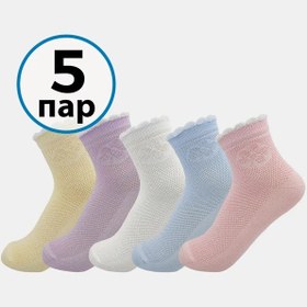 Resim Novomoskovskij Trikotaz Kız Çocukları İçin Dantelli Çoraplar, 5 Çiftlik Set 11771442 Pembe 