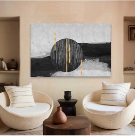 Resim Siyah Altın Daire Kanvas Tablo 