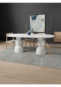 Resim Orbis Oval Ahşap Yemek Masası 100x200 Beyaz 