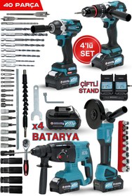 Resim Mur-Cell 4'lü Set Kırıcı Delici 26 Mm Hilti 115 Mm Taşlama 400 Nm Somun Sökme 13mm Matkap Kömürsüz Set 