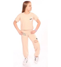 Resim Toontoy Kids Toontoy Kız Çocuk Enjoy Yes Baskılı Eşofman Takım Bej 