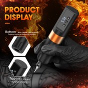 Resim Profesyonel Dövme Makinesi LCD Ekranlı - Kablosuz Dövme Kalemi, 2000mAh USB Şarj Edilebilir Batarya, Hızlı Şarj, Dövme Sanatçıları ve Başlangıçlar İçin Kararlı Güç, Type-C Cihazlarla Uyumlu - Dövme Stüdyoları ve Ev Kullanımı İçin İdeal, Dövme Malzemeleri, Başlangıç Dövme, Şık Metalik Tasarım, Fırçalı Motor Teknolojisi 
