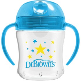 Resim Dr. Browns Silikon ağızlı Alıştırma Bardağı (6m+) 180 ml Mavi Yıldız Desenli - Standart / Standart 