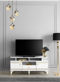 Resim 110 CM KORDON RAFLI MDF MEBRAN KAPAK TV SEHPASI 