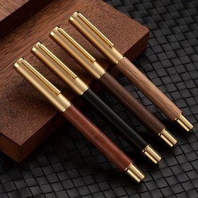 Resim HUASHILAI Lüks Ahşap Dolma Kalem 0.5mm Altın Kaplama Uç - Şık Gül Ağacı, Sandal Ağacı, Beyaz Meşe, Ceviz Bitiş Seçenekleri - İş ve Kaligrafi Tutkunları için Cep Klipsi & Takılabilir Kapaklı Şık Tasarım 