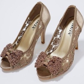 Resim Saten Kadın Abiye Ayakkabı Koyu Kahverengi 