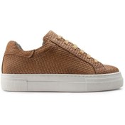 Resim Deery Hakiki Deri Taba Rengi Örgü Desen Sneaker Kadın Ayakkabı 