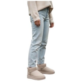 Resim Kadın Mini Süet İçi Kürklü Yüksek Kalın Taban Kışlık Bot Bej 