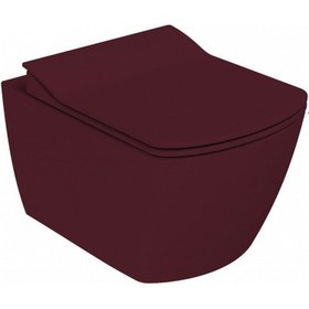 Resim Creavit Elegant Rim-off Duroplast Yavaş Kapanan Klozet Kapaklı Mat Berry Set 