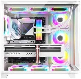 Resim DRAGOS Ocean Curved Pro V2 Beyaz 7x Argb Fan USB 3.0 Type-C 750W 80+ ATX Bilgisayar Kasası Beyaz 