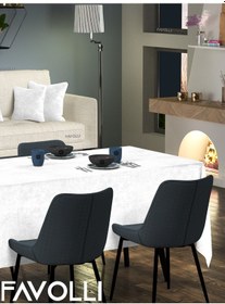 Resim Kadife Dokulu Beyaz Renk Masa Örtüsü Beyaz 