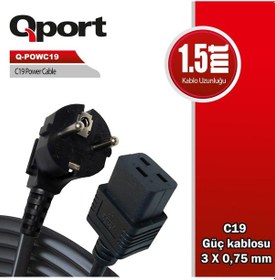 Resim QPORT Q-POWC19 1.5m C19 GÜÇ KABLOSU 