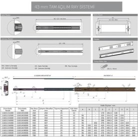 Resim AyrStore Galvanizli Teleskopik Çekmece Rayı 35X350 
