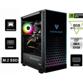 Resim Casper Excalibur E65H.121F-8V50X-0FC-010 i3-12100F 64 GB 1 TB SSD RTX3050 Dos Masaüstü Oyuncu Bilgisayarı 