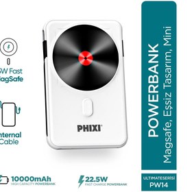 Resim Phixi Force PW14 10000mAh 22.5W Kendinden Kablolu MagSafe Powerbank - Kablosuz Mini Şarj Cihazı - 1 