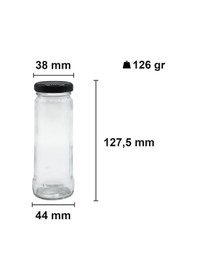 Resim Afracam 105 Ml Metal Kapaklı Şeffaf Tuzluk Cam Kavanoz 48 Adet Siyah 
