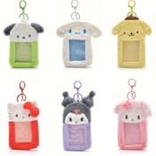 Resim Sanrio Sevimli Peluş Karikatür Anime Kart Tutucu & Koruyucu Kılıf - Anahtarlık ve Rozet ile Taşınabilir Kart Kılıfı, Yumuşak Tüylü Malzeme, Yemek Kartları & Depolama için Mükemmel 