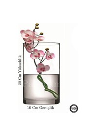 Resim Silindir Cam Vazo Dekoratif 10 Cm Genişlik 15 Cm 20 Cm Isıya Dayanıklı Kalın Taban Ölcülere Dikkat Beyaz 