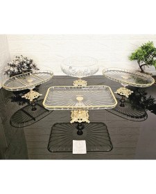 Resim Atabey Home 4 Parça Çeyiz Seti 3 Adet Sunumluk 1 Adet Salata Kasesi Çizgili (Açıklamayı Okuyunuz) 