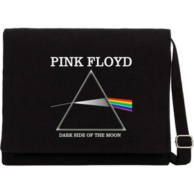 Resim Pink Floyd Siyah Kanvas Postacı Çantası - Siyah 