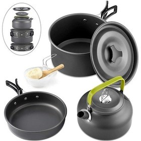 Resim Wondernest Tencere Takımı, Parçalı Katlanabilir Kamp Jialan Çatal Bıçak 10 Lp Siyah 