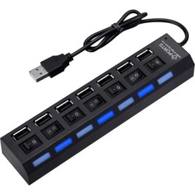 Resim Wozlo 7 Port USB Hub Çoklayıcı Çoğaltıcı On / Off Düğmeli Işıklı 