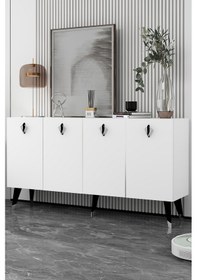 Resim 8207-32dd Kb150 Konsol, Tv Ünitesi Beyaz-siyah-gümüş Beyaz-siyah-gümüş 