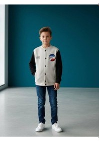 Resim Zekids Erkek Çocuk Enjoy Play Yazılı Şardonlu Kolej Hırkası-16652 Taş 