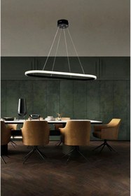 Resim Home Siyah Elips Tekli Led Avize Beyaz Işık Yemek Masası 