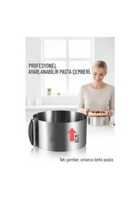 Resim Ayarlanabilir Pasta Çemberi Paslanmaz Çelik Kek Kalıbı 16-30 Cm - Profesyonel Pasta Kalıbı Açık Kahverengi - Beyaz 