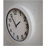 Resim Bahat Otel Salon Ofis Duvar Saati Camlı Beyaz Metal Çerçeve 36 Cm 