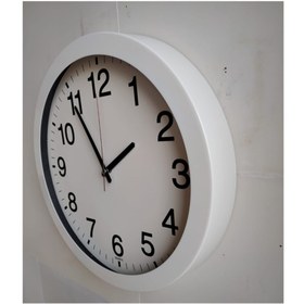 Resim Bahat Otel Salon Ofis Duvar Saati Camlı Beyaz Metal Çerçeve 36 Cm 