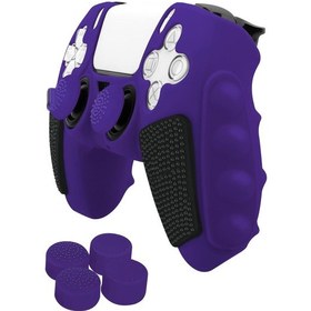 Resim Sony Ps5 Ekleme Renkli Silikon Gamepad Rocker Kapaklı Koruyucu Kılıf Mor Siyah 