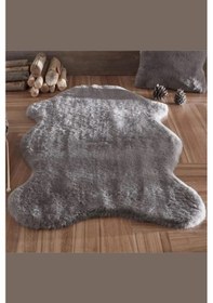 Resim Balat Halı Kalın Koyu Gri Peluş Yumuşak Post Halı Karışık, Çok Renkli 