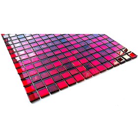 Resim MozaiKristaL Iç Mekan Kaplama Dekorasyon Uygulamaları ve Hobi Çalışmaları Için 20X20MM. Kırmızı Varak, 30X30CM. Fileli Kristal Mozaik. ( 1 File Karo Fiyatı ) 