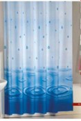 Resim Zethome Banyo Duş Perdesi 5020 Çift Kanat Mavi 2x120x200 Duşakabin Perdesi 