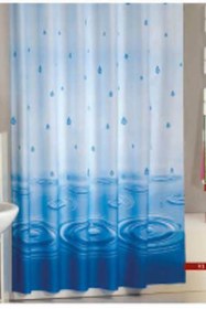 Resim Zethome Banyo Duş Perdesi 5020 Çift Kanat Mavi 2x120x200 Duşakabin Perdesi 