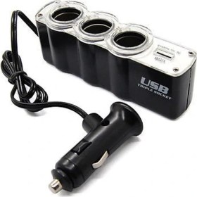 Resim 3 Port + 1 USB Oto Araç Çakmaklık Çoğaltıcı Çoklayıcı Hub 