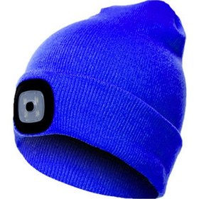 Resim Unisex Dış Mekan Usb Şarj Edilebilir 4 Led Sıcak Kap Kışlık Örme Bere Şapka Yürüyüş Balıkçılık Bisiklet - Mavi 